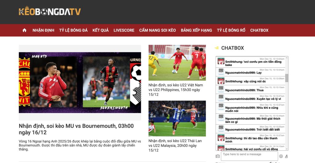 Keobongdatv luôn là điểm đến của đông đảo người hâm mộ