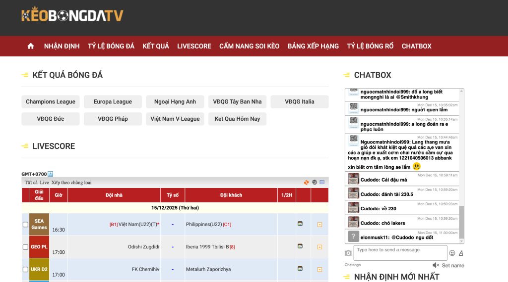 Keobongdatv được xây dựng với giao diện đơn giản